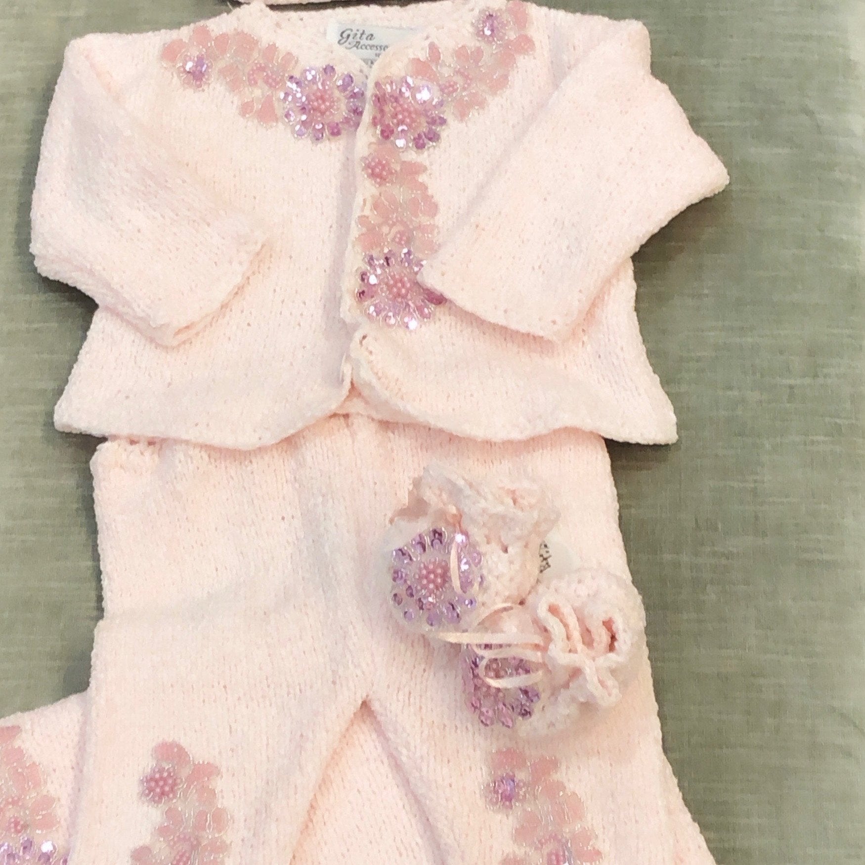 Pink Crochet With Applique Set
